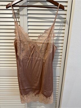 Dusty Pink Lace-Trim Mini Dress